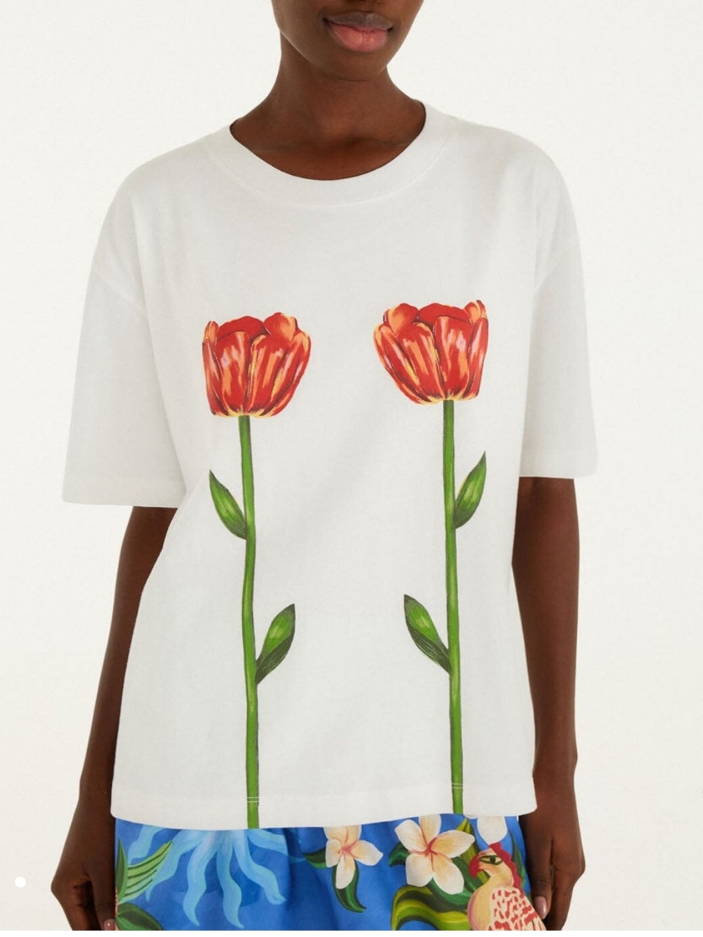 FARM Rio White Tropical Rose T-Shirt